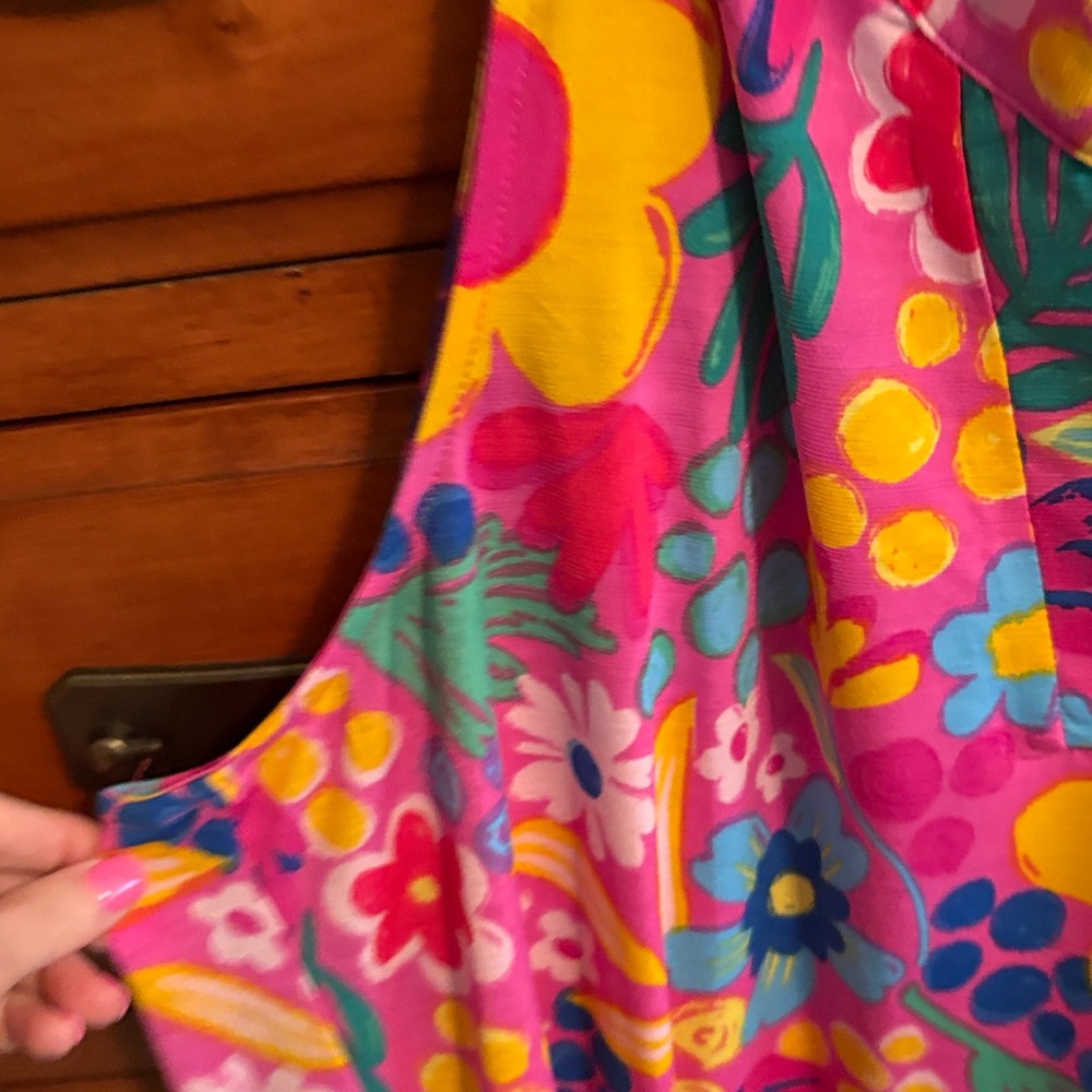 Bright Pink Floral Sleeveless Mini - Picture 4 of 8